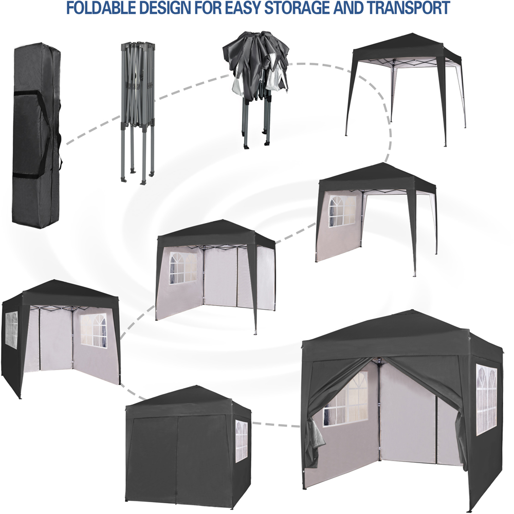 Black Pop Up Outdoor Canopy Tent with Removable Sidewalls 2 x 2m Image 6