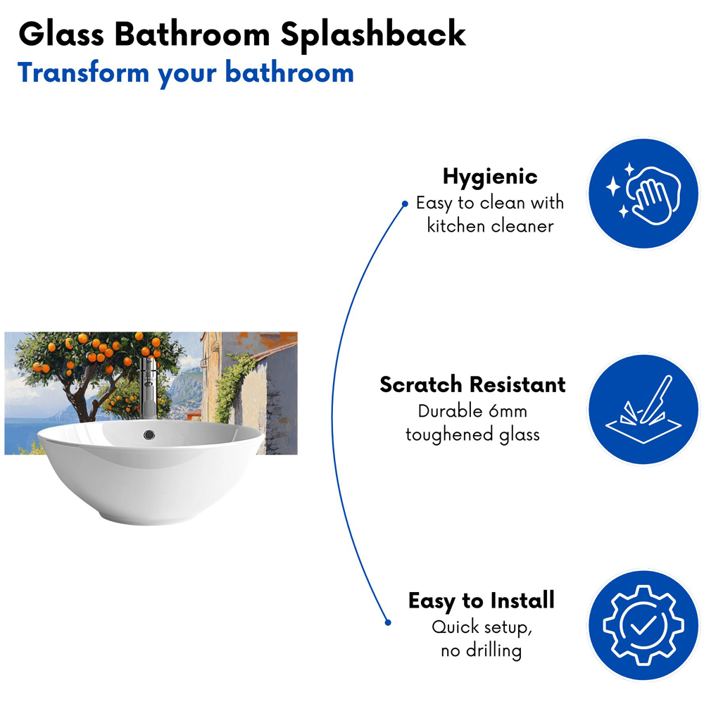 Warren Reed Designer Oranges Growing in Sorrento Bathroom Splashback 25 x 60cm Image 4