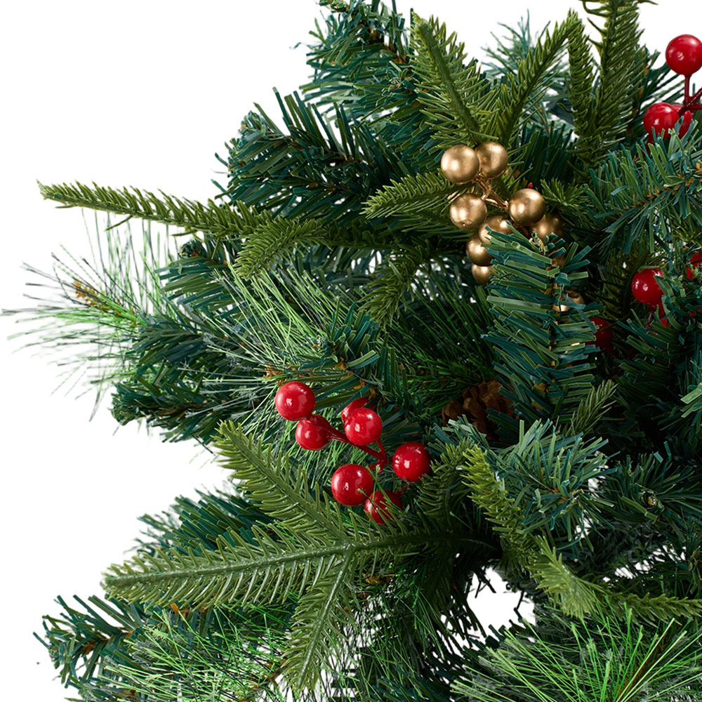 Living and Home Pre-Lit Artificial Christmas Tree Urn Filler with Berries 55cm Image 4