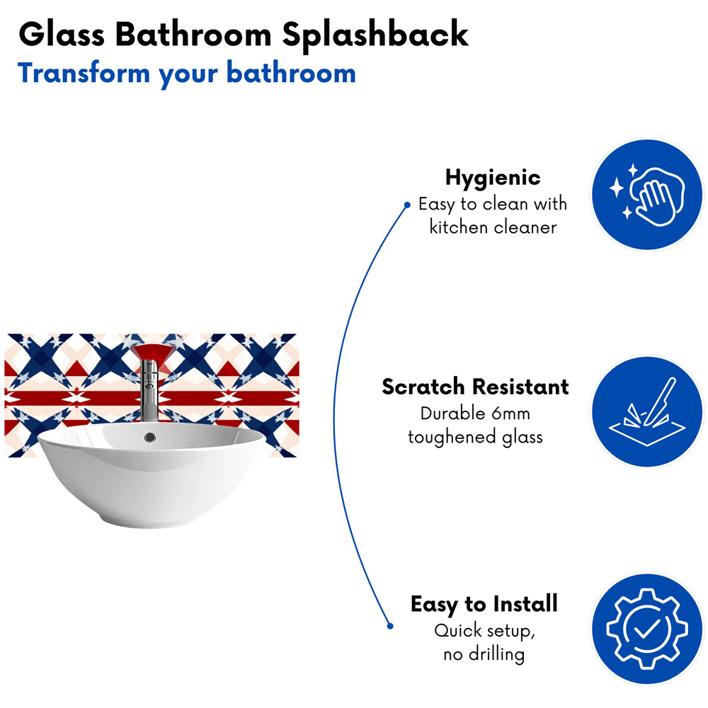 Warren Reed Designer American Flag Abstract Pattern Glass Bathroom Splashback 25 x 60cm Image 4
