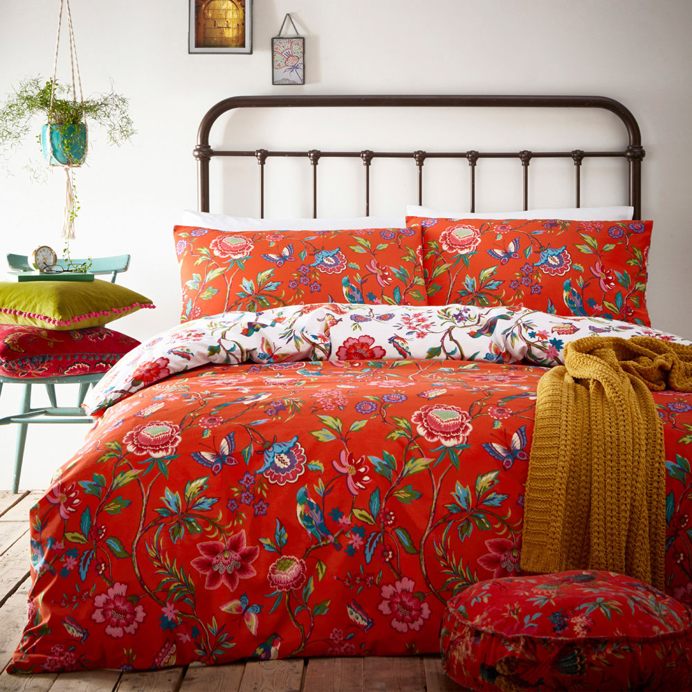 furn. Pomelo Tropical Double Orange Duvet Set Image 1