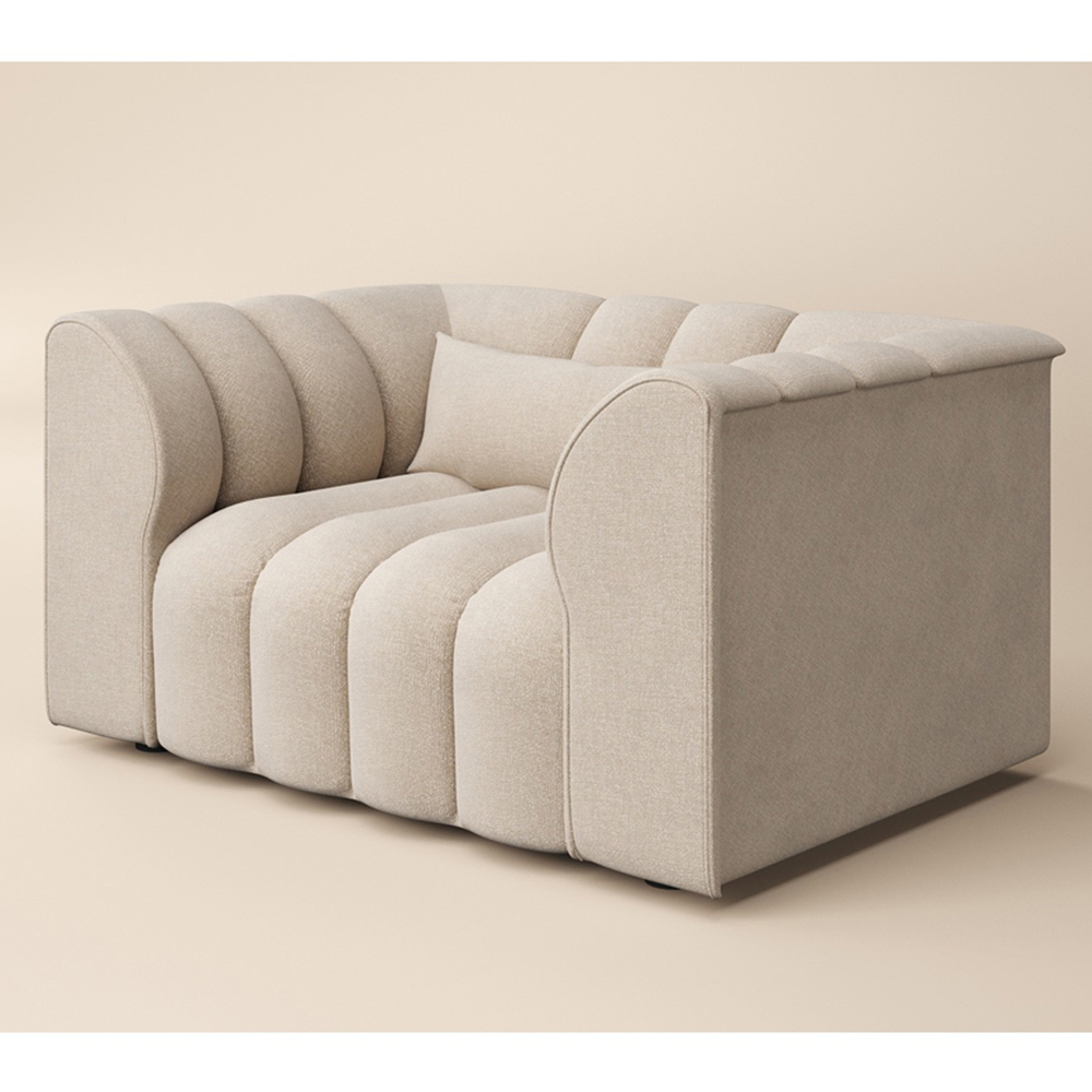 SOLACE+CO Halle Beige 2 Seater Loveseat Sofa with Storage Footstool Image 2