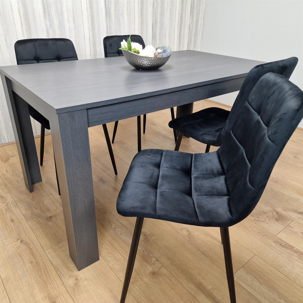 Portland 4 Seater Dining Set Dark Grey and Black Image 2