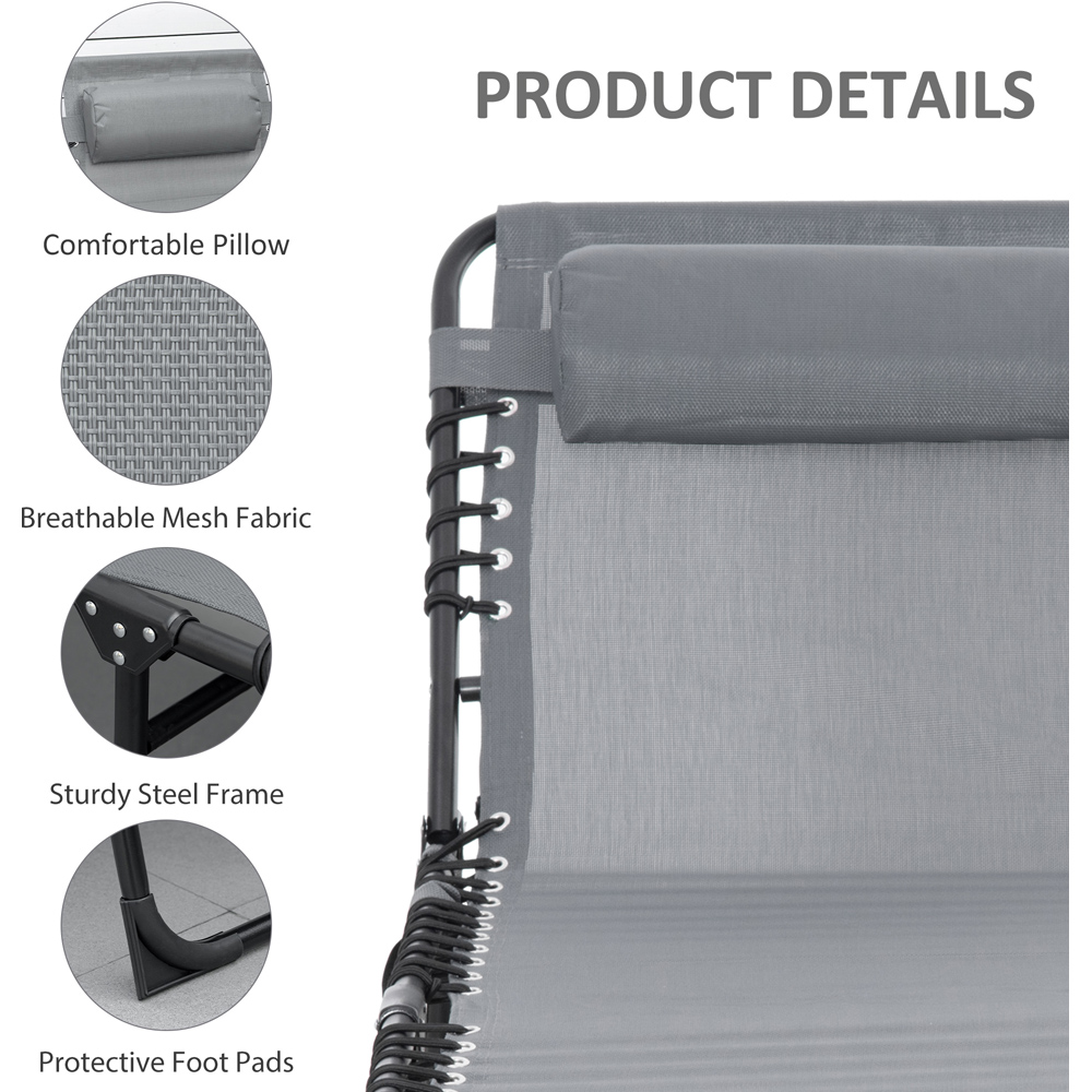 Outsunny Grey Portable Garden Reclining Sun Lounger Image 5