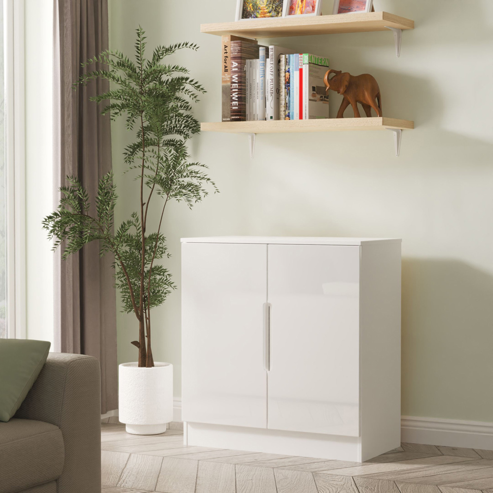 Crowndale Milan 2 Door White Gloss and White Cabinet Ready Assembled Image 7