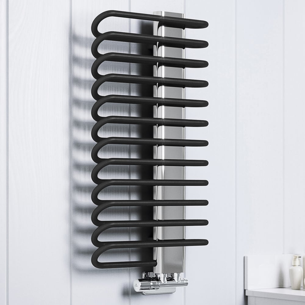Terma Michelle 1245BTU Metallic Black and Chrome Heated Towel Rail 780 x 400mm Image 6