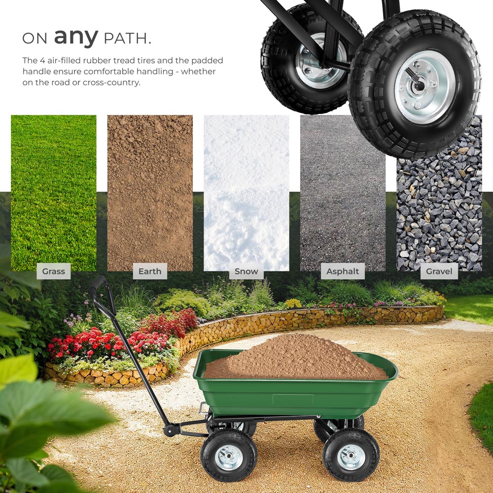 tectake Green Garden Trolley 300kg Image 5