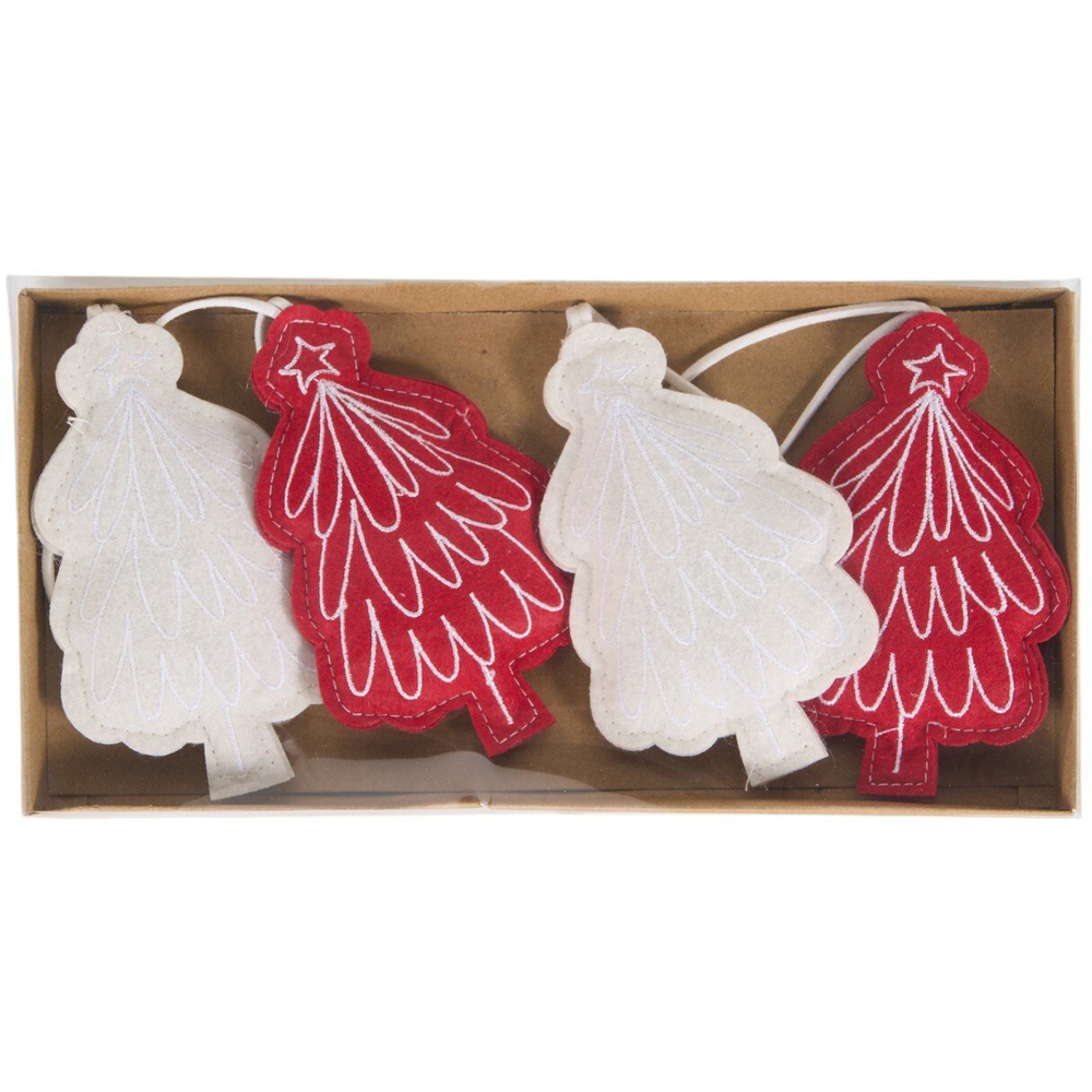 Set of 4 Felt Tree Hanging Decorations Image 2