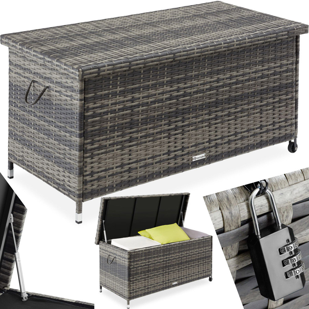 tectake Kiruna 270L Grey Rattan Storage Box Image 2