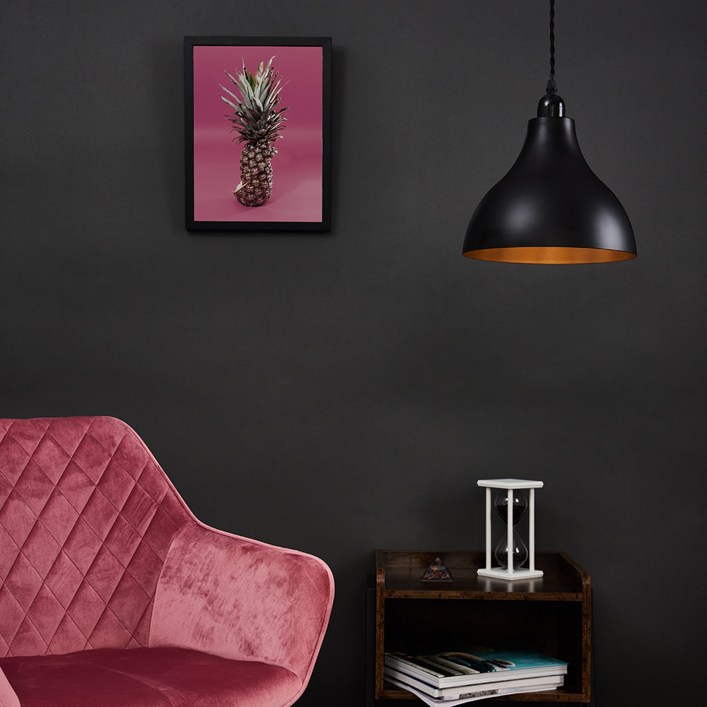 ValueLights Dexter Black and Gold Retro Pendant Shade Image 2
