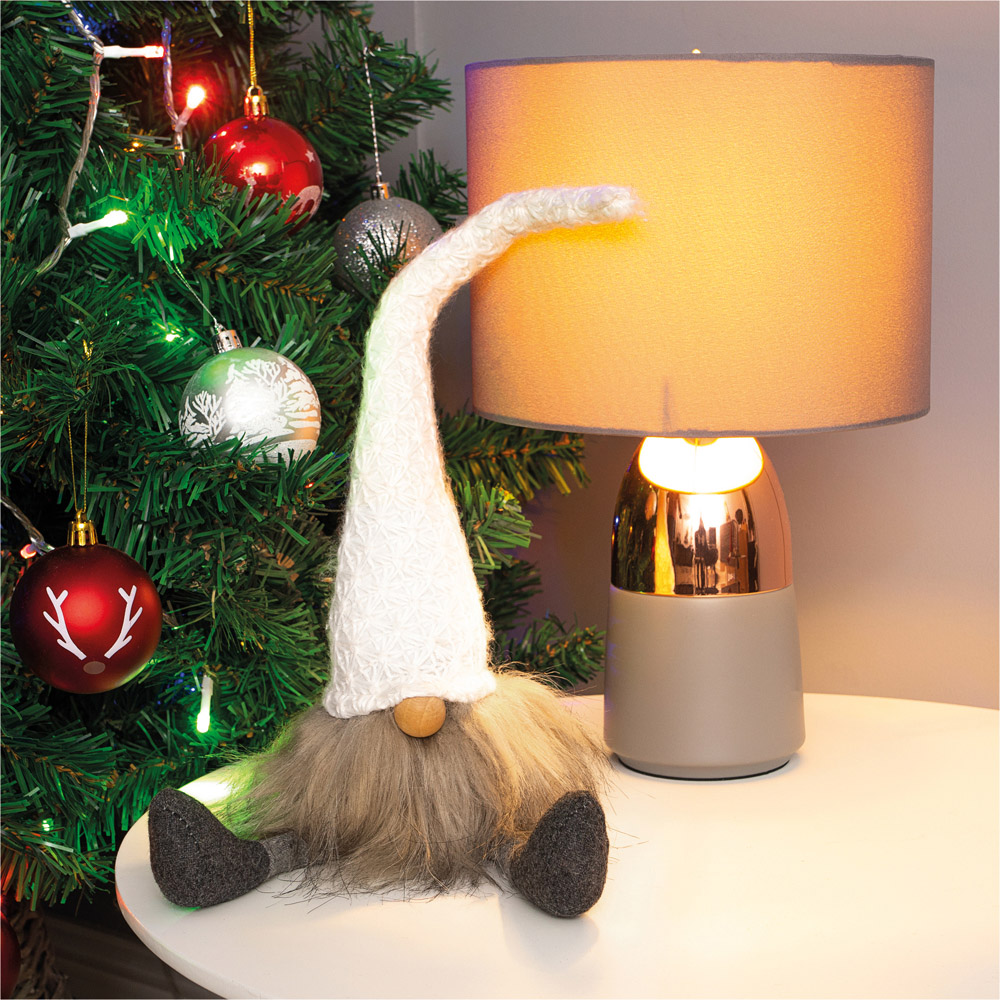 St Helens White Hat Fabric Santa Gonk Christmas Decoration Image 5