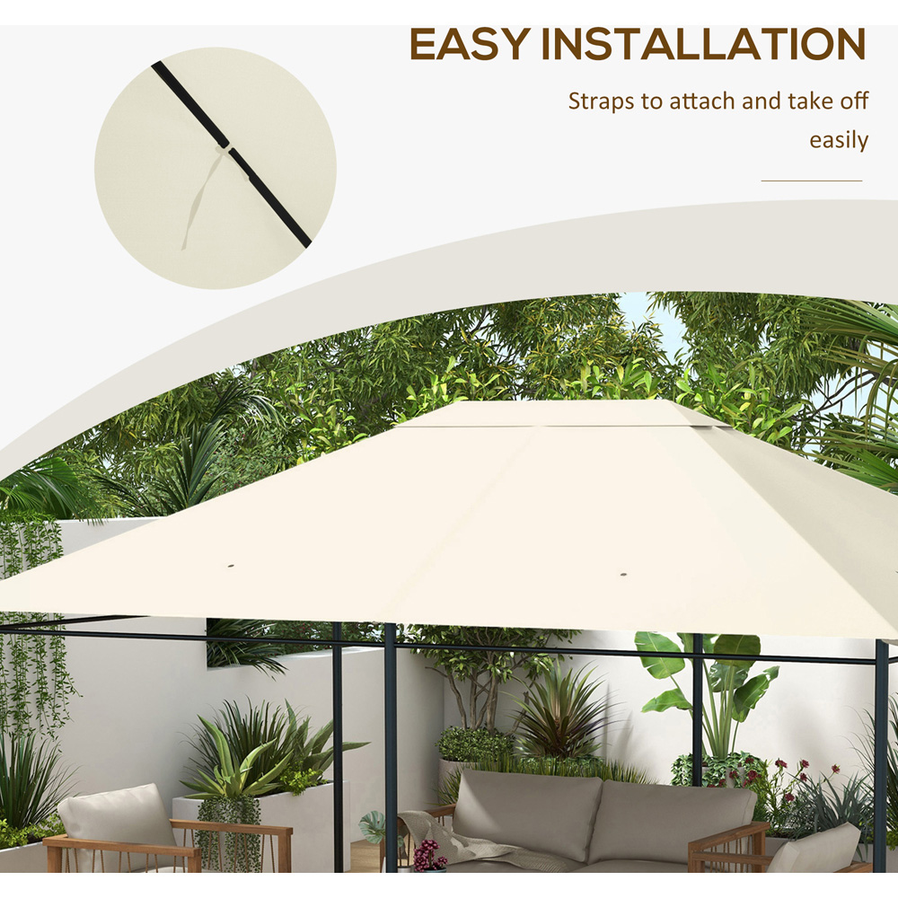 Outsunny 3 x 4m Cream White Gazebo Canopy Replacement Cover Image 6