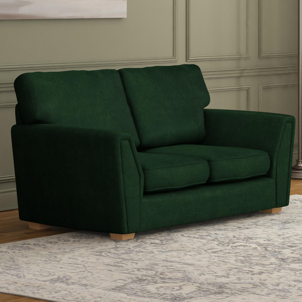 Wendleberry 5 Seater Forest Green Plush Velvet Fixed Back Sofa Set Image 4