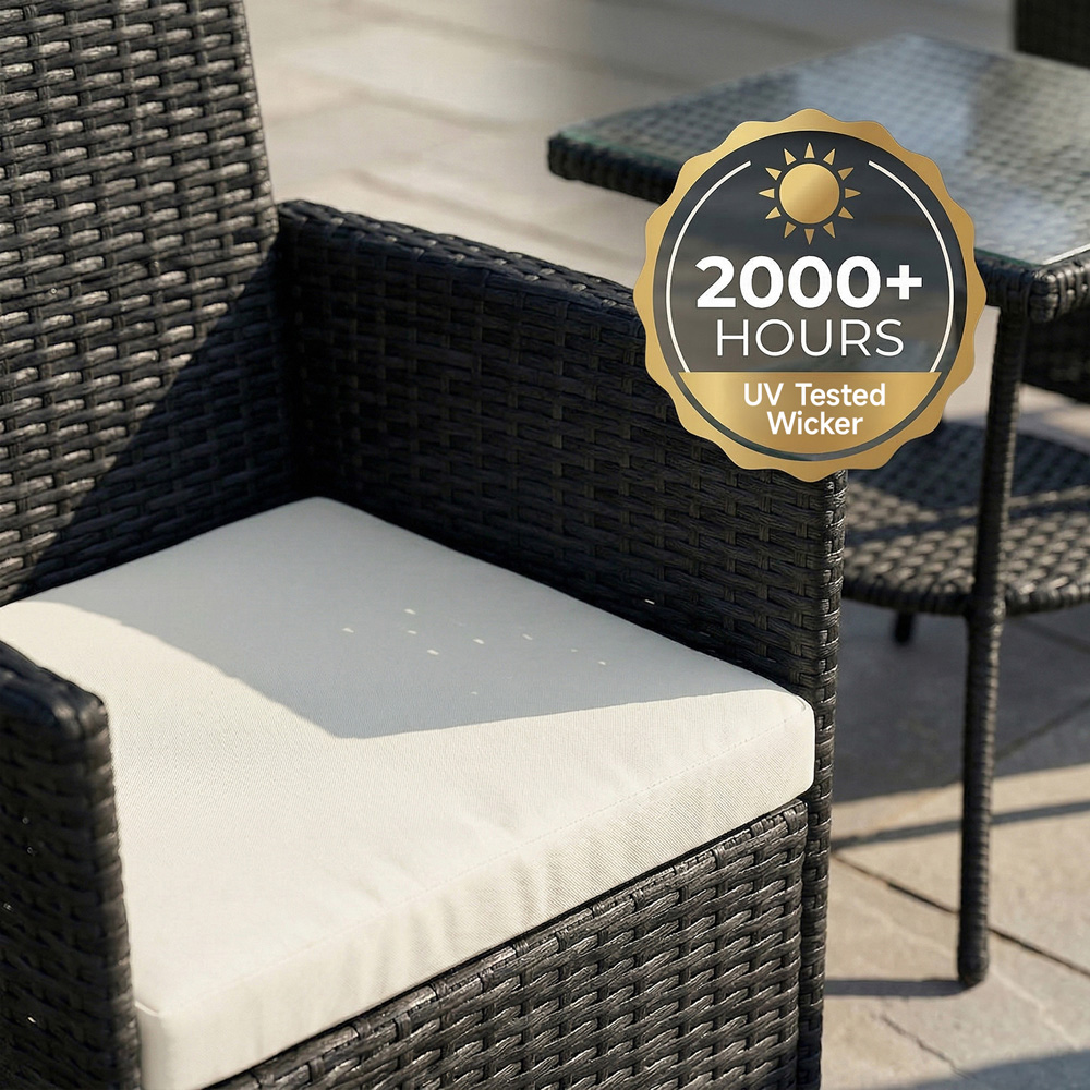 Living and Home 2 Seater PE Rattan Black Garden Bistro Set Image 8