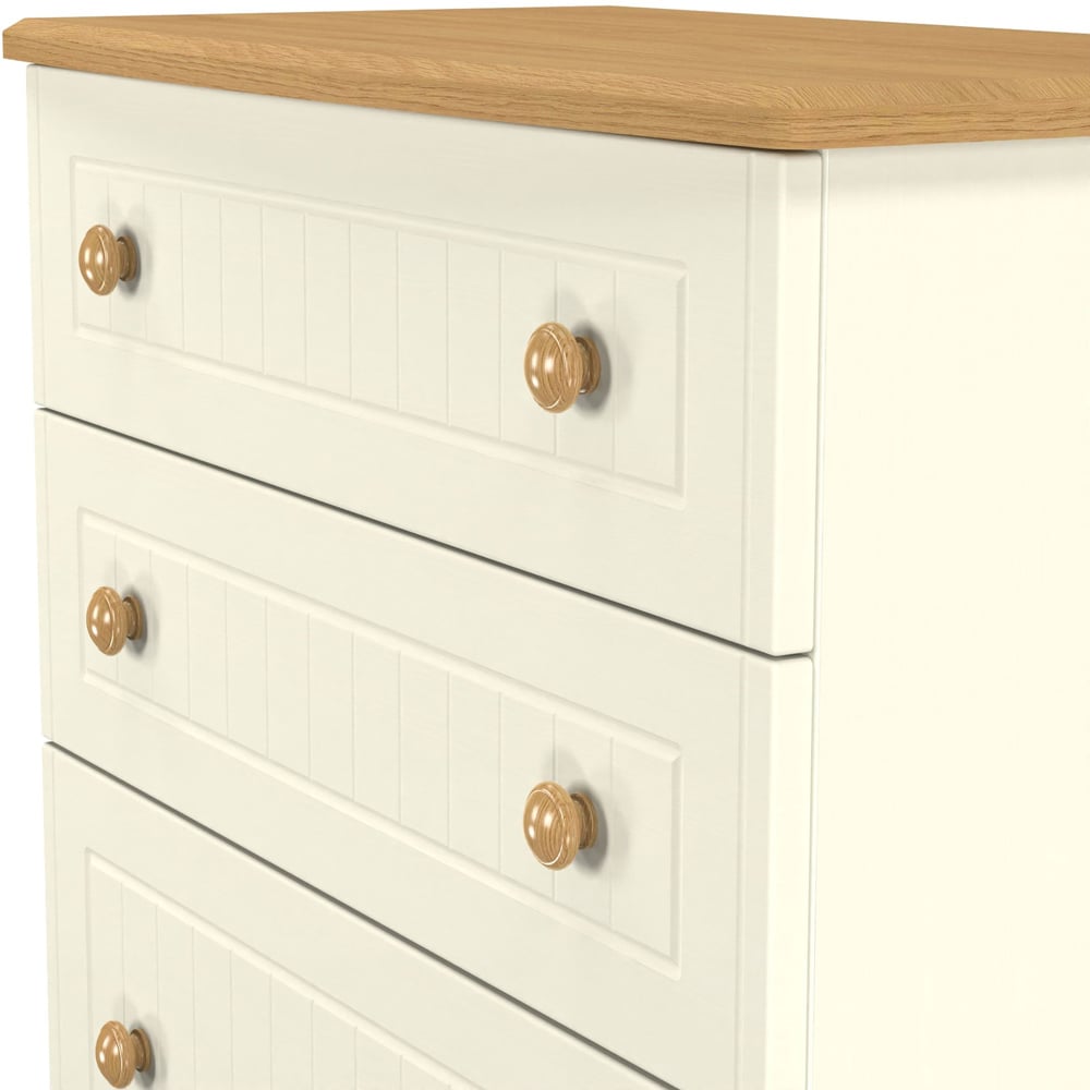 Crowndale Warwick 4 Drawer Cream Ash and Oak Deep Chest of Drawers Image 5