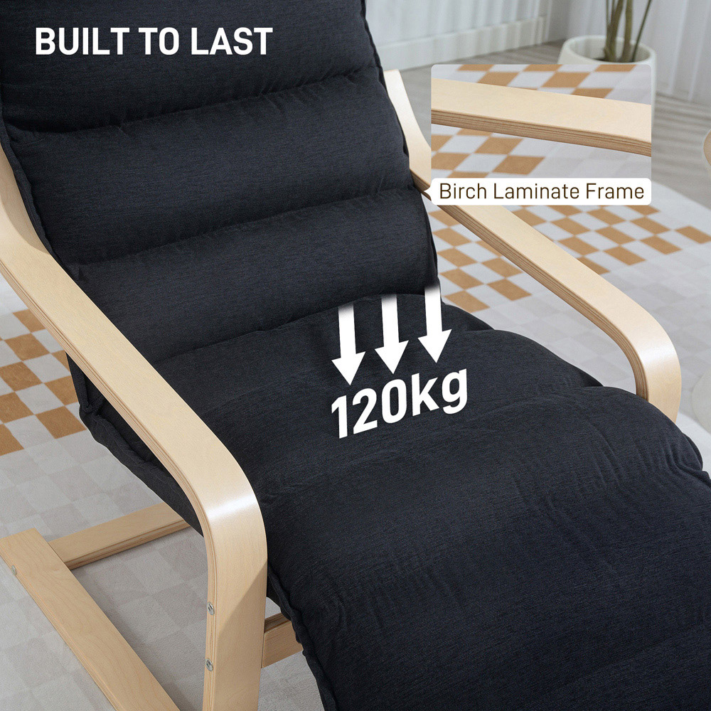 Portland Black Birch Wood Lounge Chair Image 5