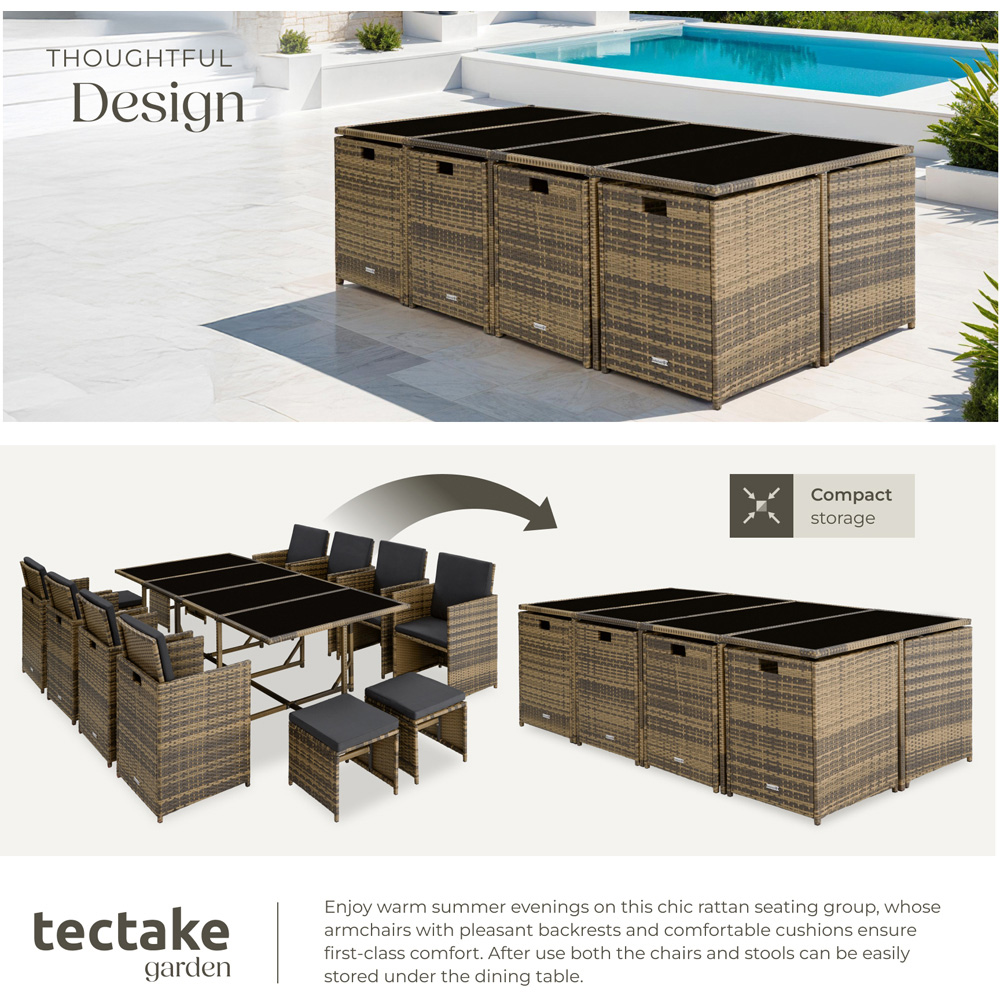 tectake Palma 12 Seater Natural and Dark Grey Garden Dining Set Image 4