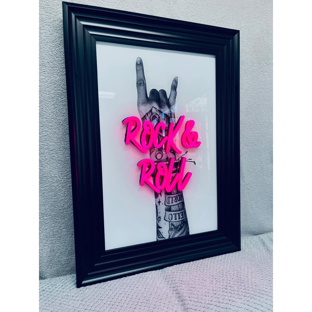 Splashbax Rock And Roll Black Premium Gallery Frame LED Neon Wall Art Image 4