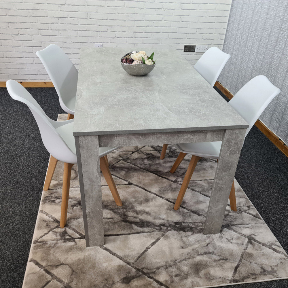Portland Plastic Leather 4 Seater Dining Set Stone Grey and White Image 6