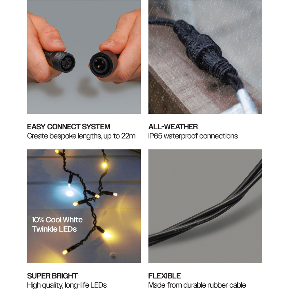 Eagle Connect 360 Warm White LED Black Icicle Light 15m Image 6
