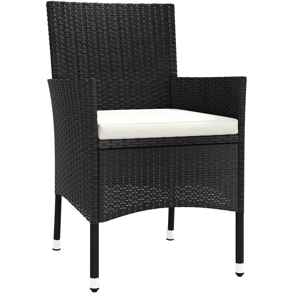Walplus Set of 4 Black Poly Rattan Garden Chairs with Cushions Image 3