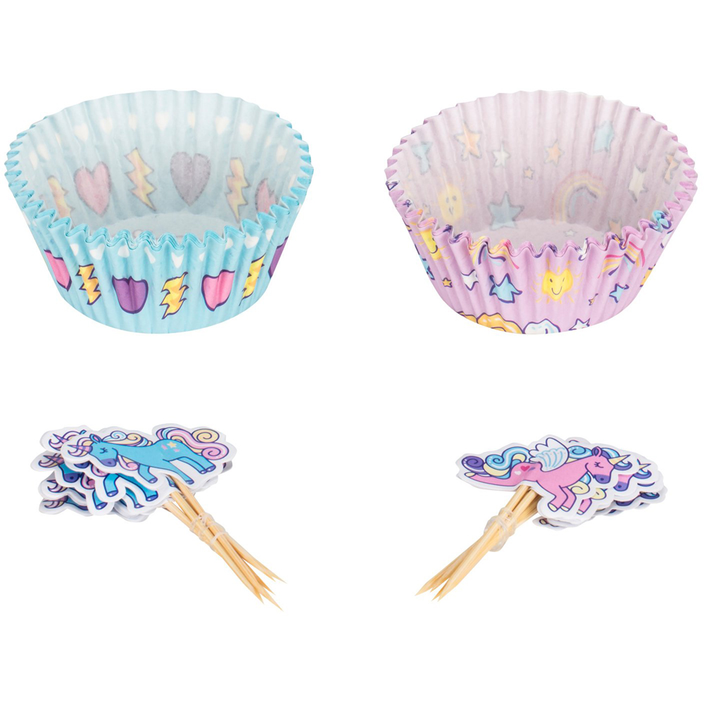 Unicorn Cupcake Cases and Toppers Image 2