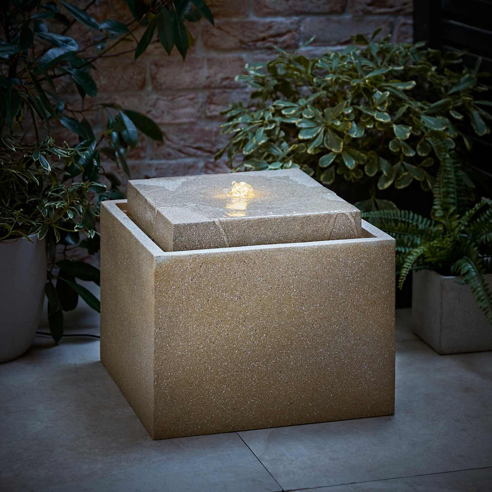 ValueLights Natural Square Solar LED Outdoor Water Fountain Feature Image 6