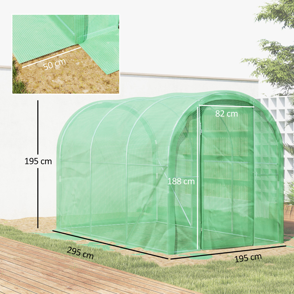 Outsunny 9.6 x 6.3ft Polytunnel Galvanised Steel Frame Greenhouse with Door Image 7