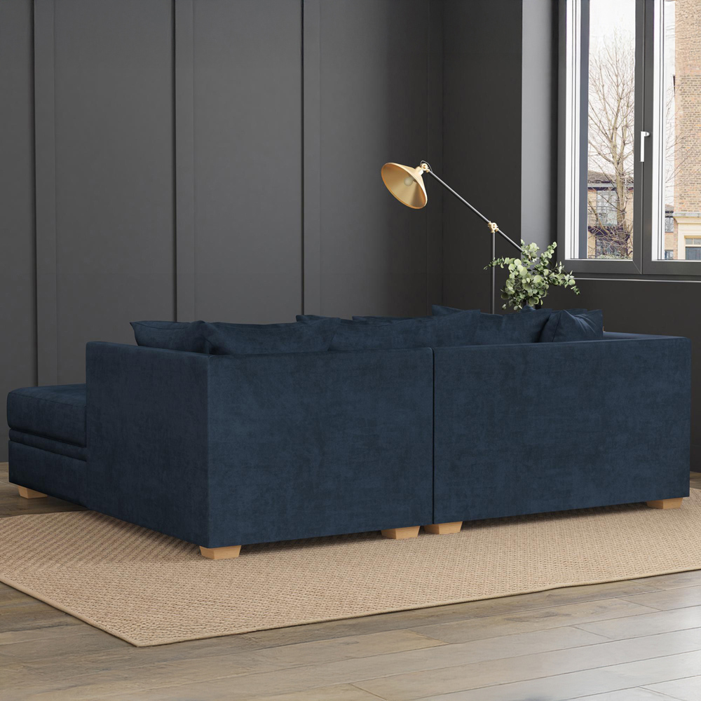 Modo 3 Seater Royal Blue Plush Velvet Right Hand Scatter Back L-Shape Corner Sofa Image 8