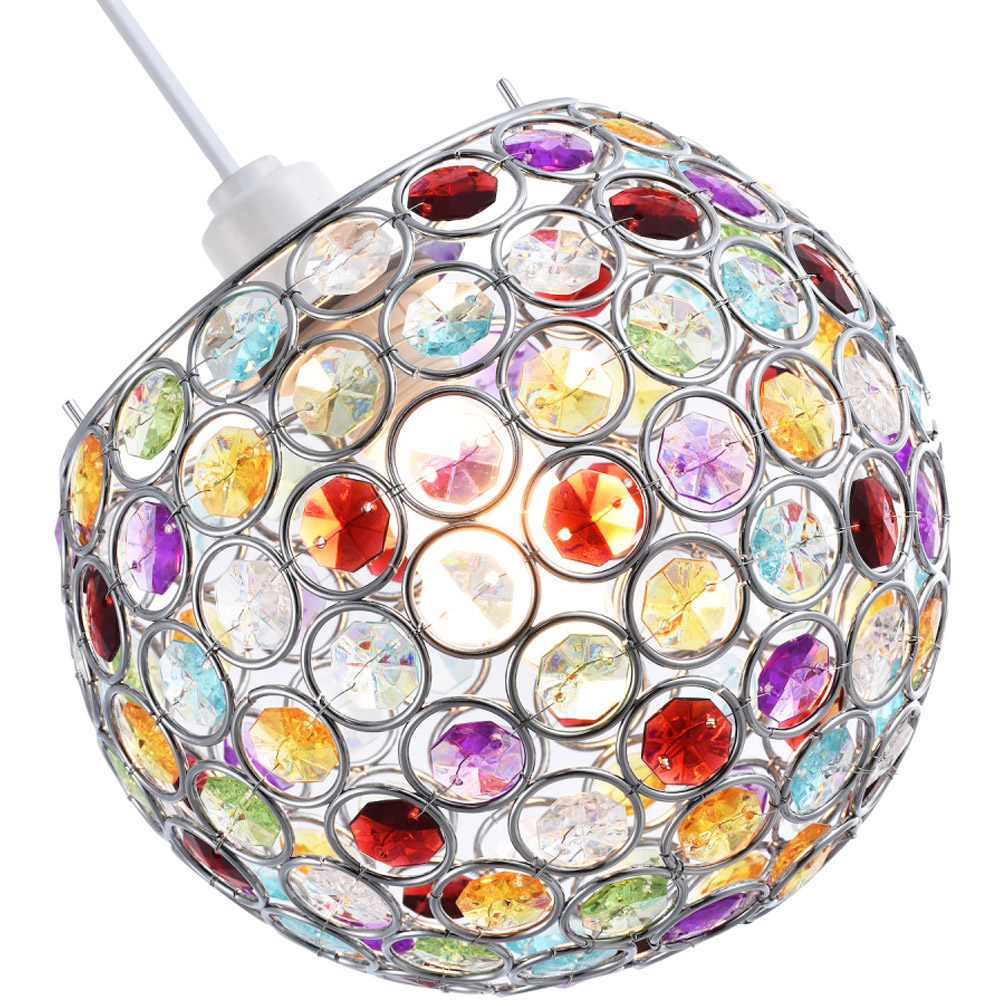 Happy Homewares Round Globe Small Multi Acrylic Bead Jewels Pendant Shade Image 6