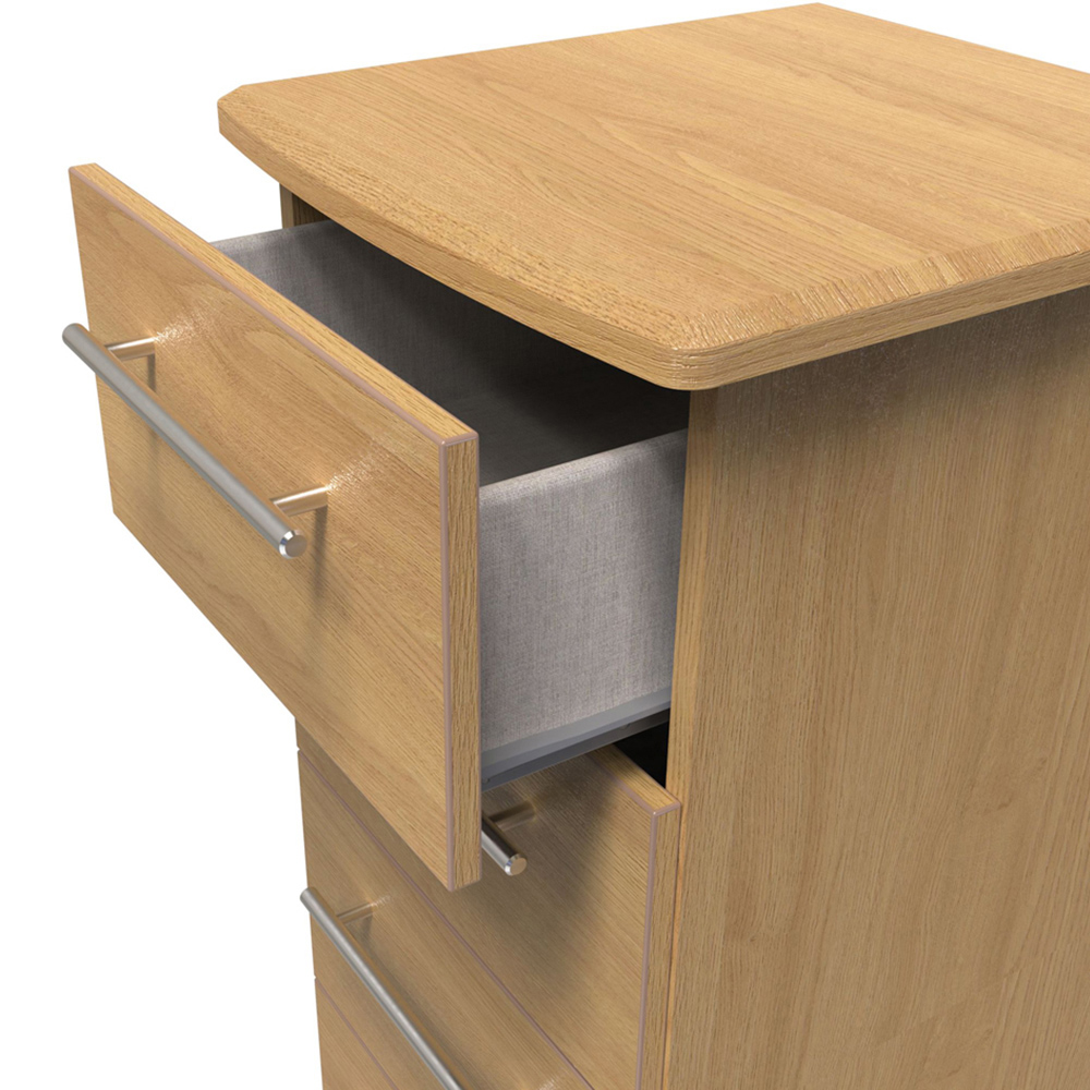 Crowndale Sherwood 5 Drawer Oak Tall Bedside Cabinet Image 6
