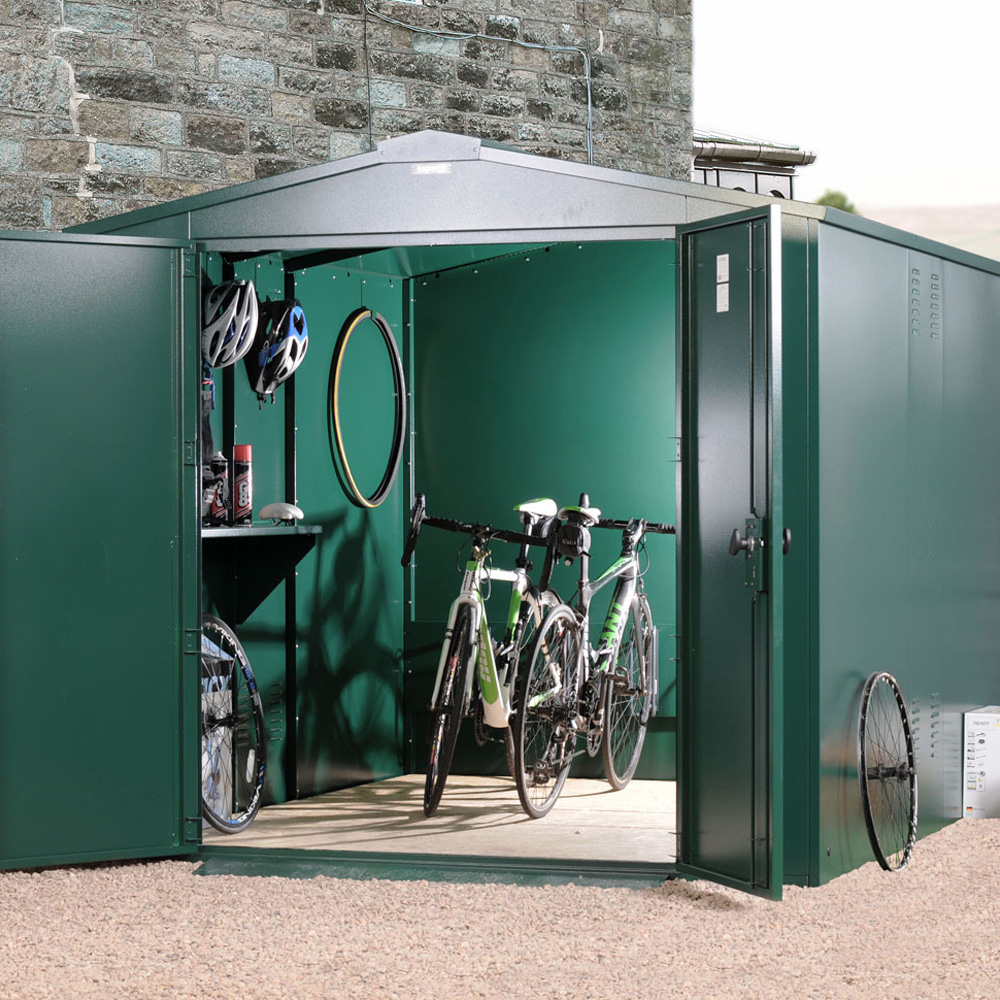 Asgard Gladiator 7 x 9ft Double Door Cream High Security Apex Bike Shed Image 2