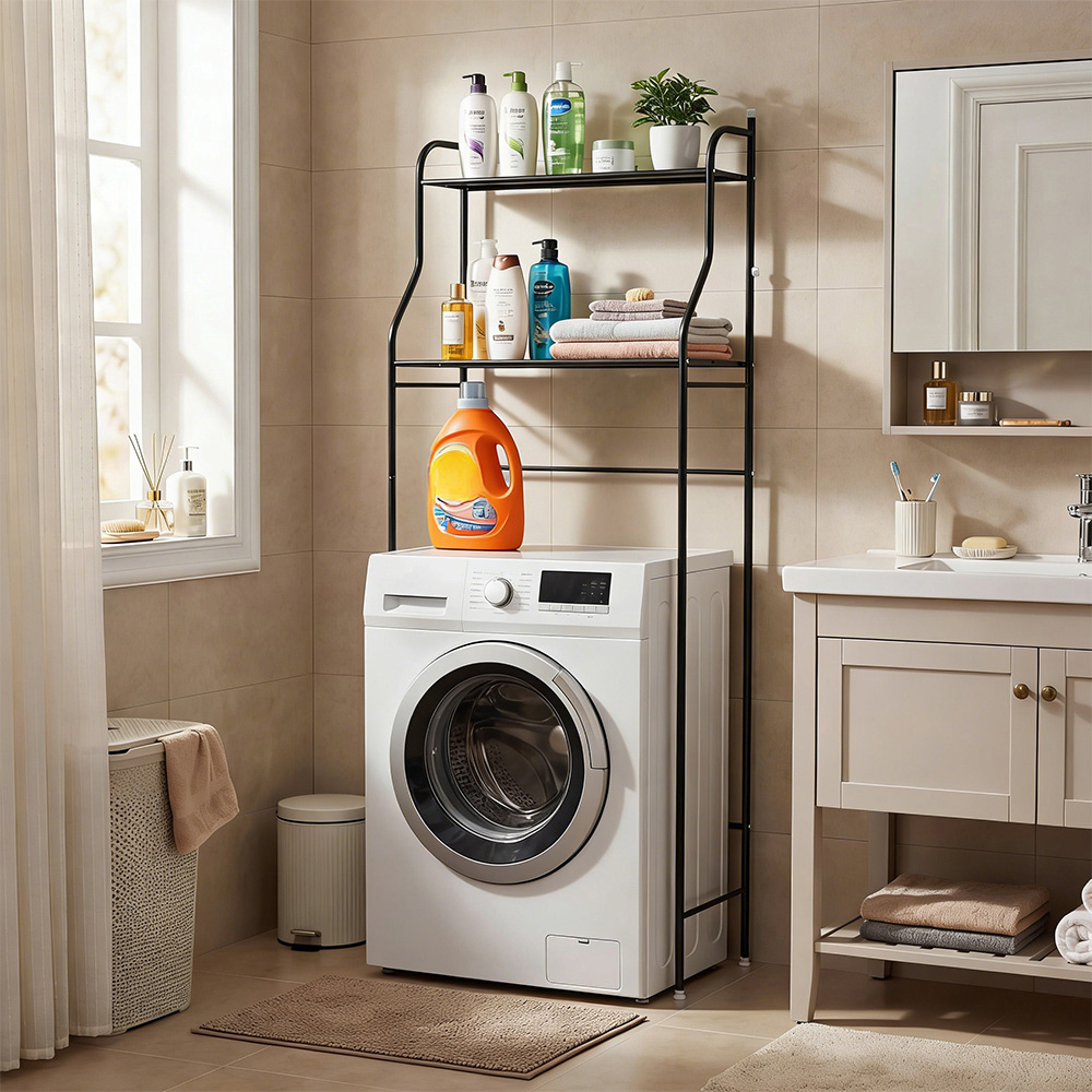 Living and Home 2 Shelf Black Over-Washing Machine Storage Rack Image 7