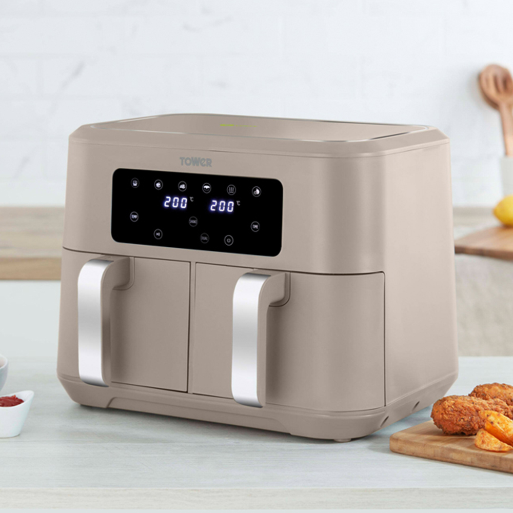 Tower Cavaletto EEJB249 Latte 8.5L Dual Basket Air Fryer with 4 Slice Toaster and 1.7L Kettle Set Image 3