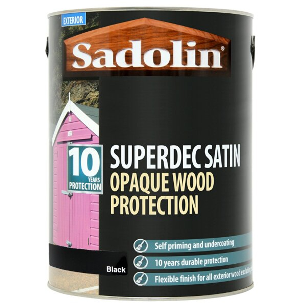 Sadolin Superdec 10 Year Black Satin Finish Exterior Woodstain 5L Image 2