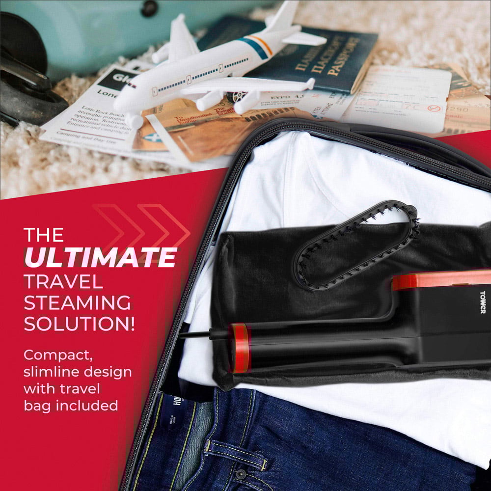 Tower Red and Black Digital Handheld Garment Steamer Image 6