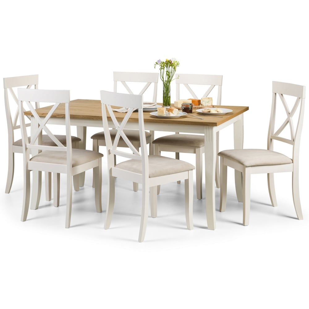 Julian Bowen Davenport 6 Seater Dining Set Oak and Ivory Image 3