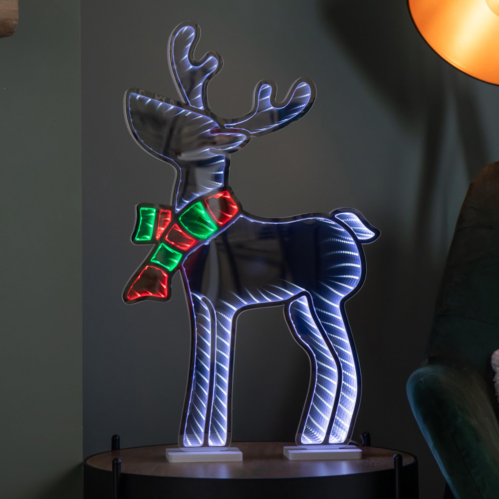 Samuel Alexander Multicolour LED Light Up Standing Reindeer with Scarf Infinity Decoration 60cm Image 9