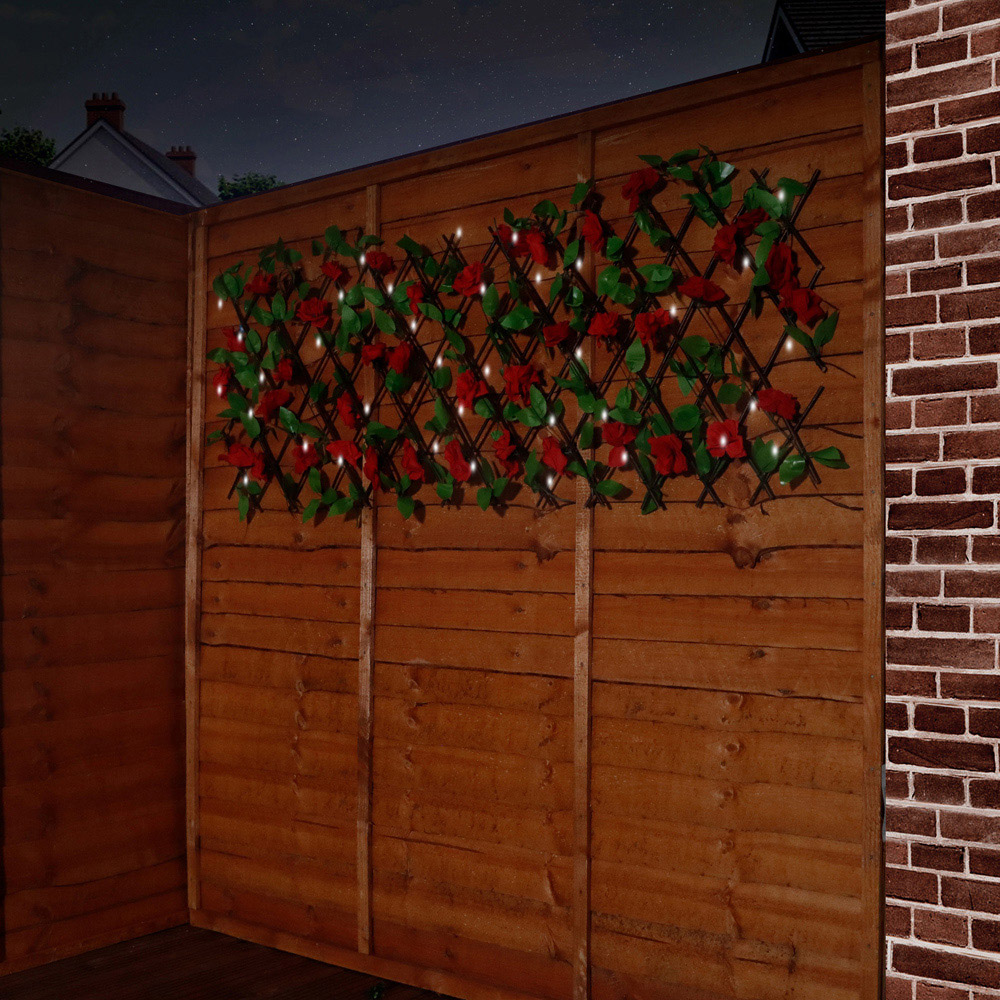 Gardenwize Red Flower Expandable Garden Trellis with Solar LED Image 3