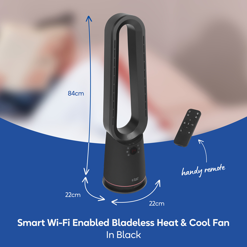 Russell Hobbs RHBHC2030B-SMT Black Smart Bladeless Heater and Cooler with Remote 2000W Image 9