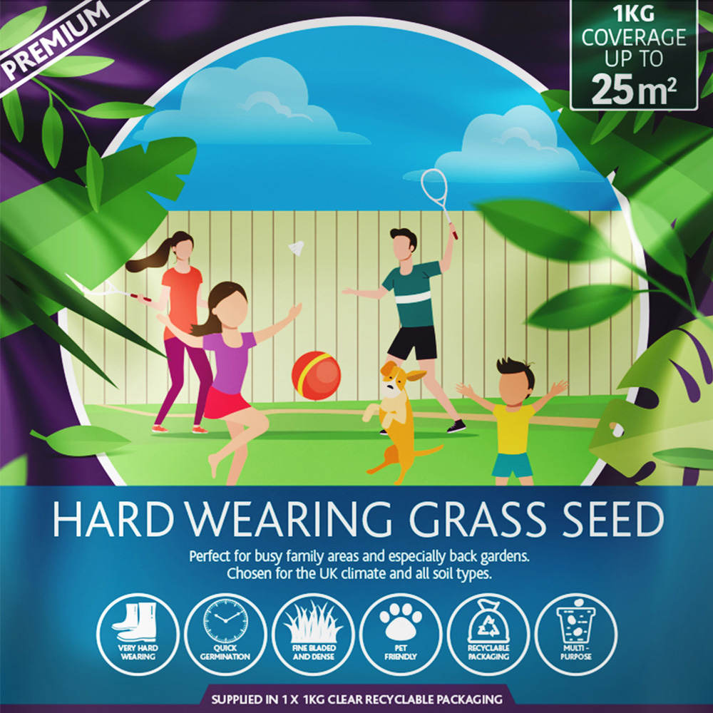 YouGarden Hardwearing Grass Seed 1kg Image 3