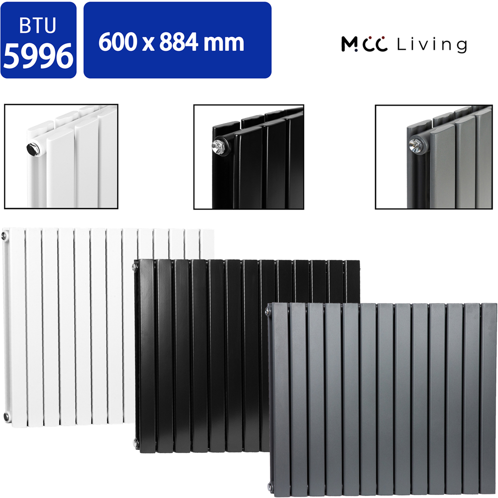 White 5996 BTU Double Flat Panel Vertical Column Radiator 600 x 884mm Image 4