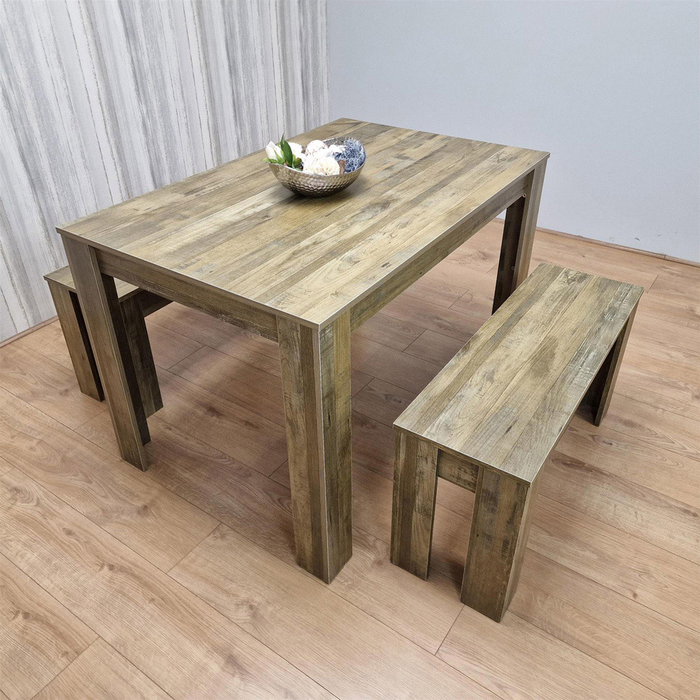 Portland 4 Seater Rustic Effect Dining Set Image 5
