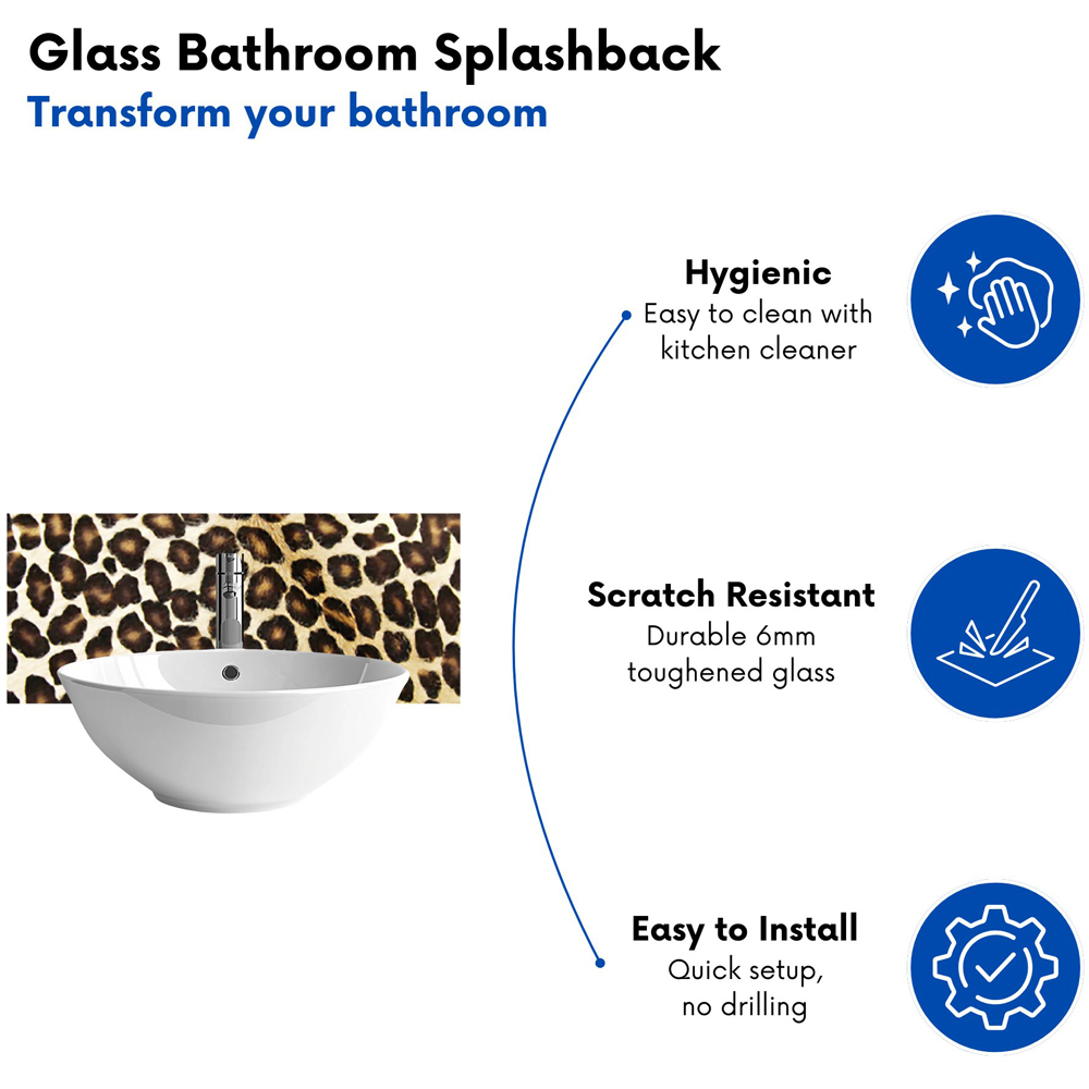 Warren Reed Designer Leopard Hide Print Glass Bathroom Splashback 25 x 60cm Image 4