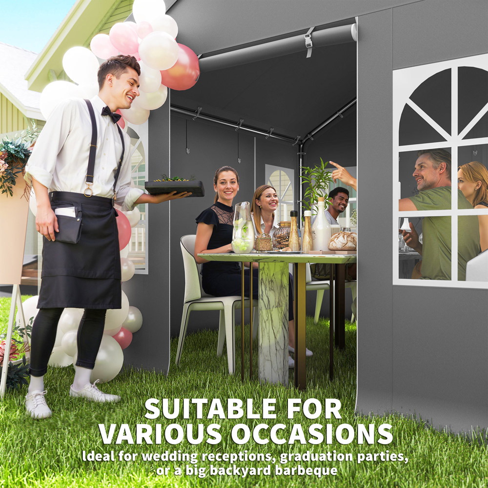 Outsunny 3 x 3m Grey Cathedral Style Gazebo with Sidewalls Image 7