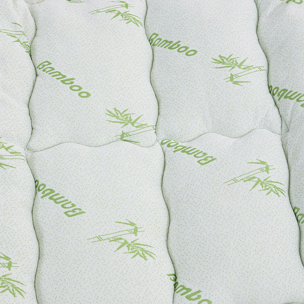 Living and Home King Size White and Green Bamboo Leaf Quilted Mattress Topper Image 5