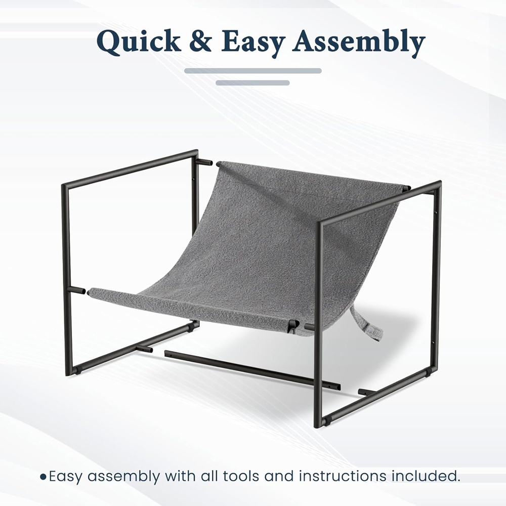 Luca Grey Boucle Upholstered Lounge Accent Chair with Metal Frame Image 6