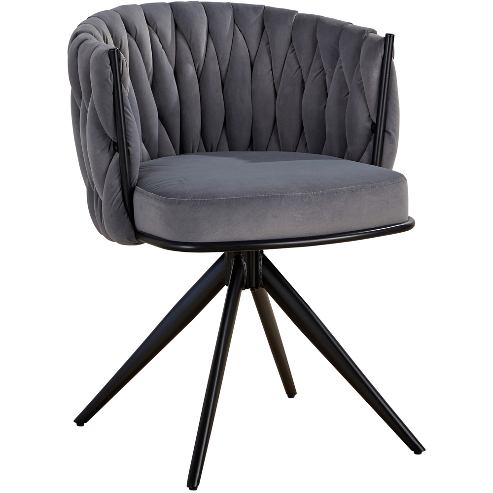Home Source Reno Grey Plush Velvet Round Tufted Back Accent Chair Image 2