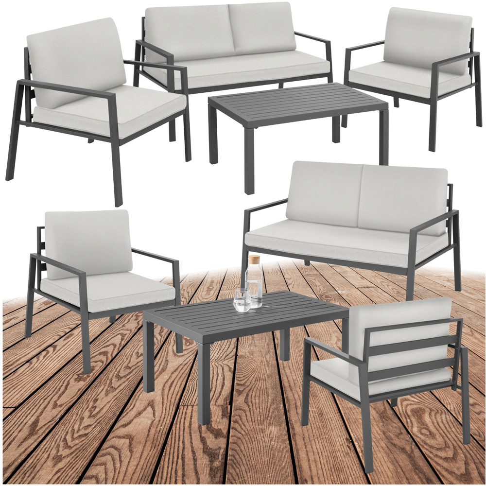 tectake Gothenburg 4 Seater Light Grey Dining Set Image 2