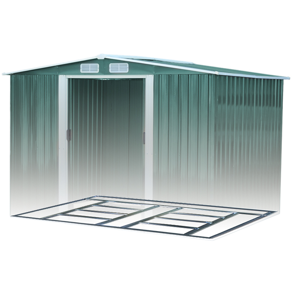Living and Home 10 x 8.1ft Green Metal Apex Garden Storage Shed Image 4
